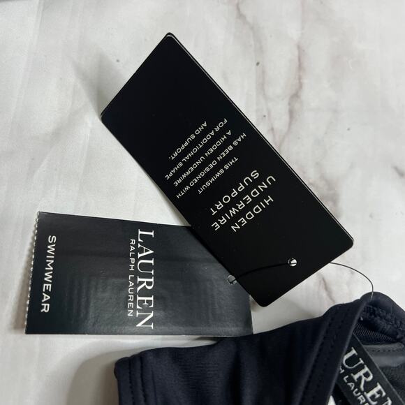 LRL Ralph Lauren Beach Club Solids Black Twist Underwire Bikini Top Size 8 New - Picture 5 of 6